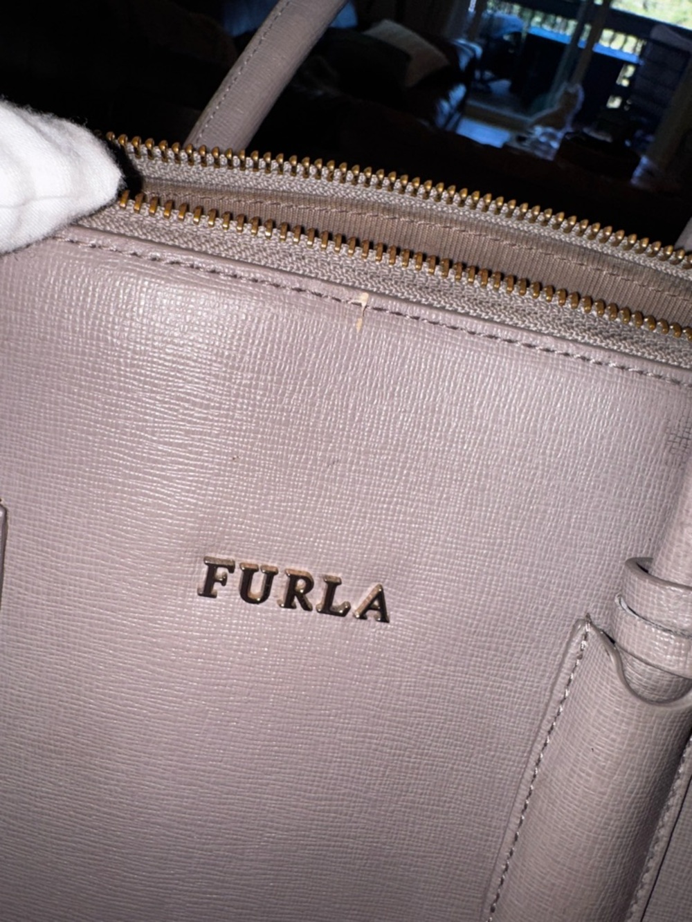 Furla grey tote bag, leather gold hardware pre-loved ❤️ - Picture 14 of 17